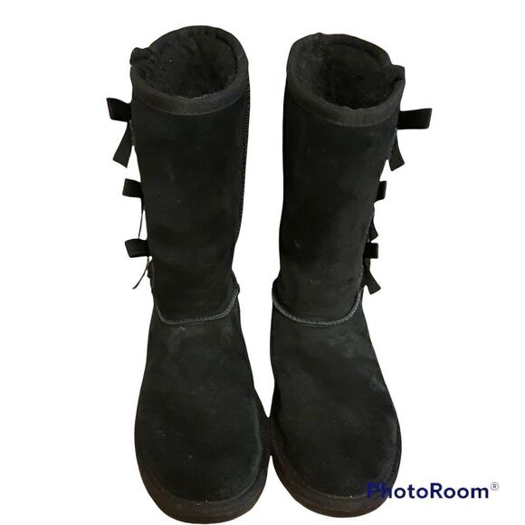 Koolaburra by Ugg Kids Victoria Tall Boot Black Size 2 - Picture 4 of 6